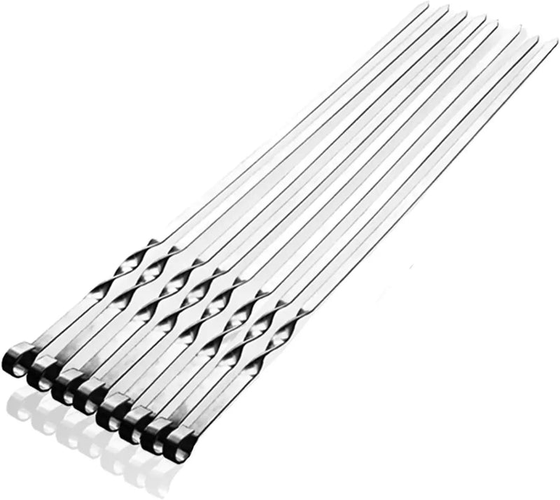 BBQ Shish Kabob Skewers, Kebab Skewers 17.7" Stainless Steel Reusable Flat BBQ Sticks for Meat Chicken Shrimp and Vegetable(8-Pack) by GreenHaven Gardens