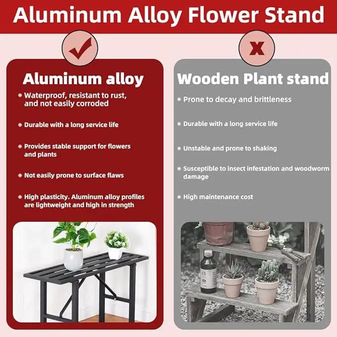Plant Stand - Indoor/Outdoor Extra-Sturdy Aluminum Plant Stand with 300 LBS Capacity, L37.8 x W11.4 x H19.7 inch – Ideal for Patios, Gardens, Living Room Decoration by GreenHaven Gardens
