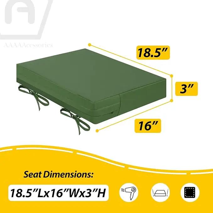 AAAAAcessories Outdoor Seat Cushions for Chairs, Waterproof, Fade-Resistant Patio Furniture Replacement Cushions, 18.5" x 16" x 3", Set of 2, Dark Moss by GreenHaven Gardens