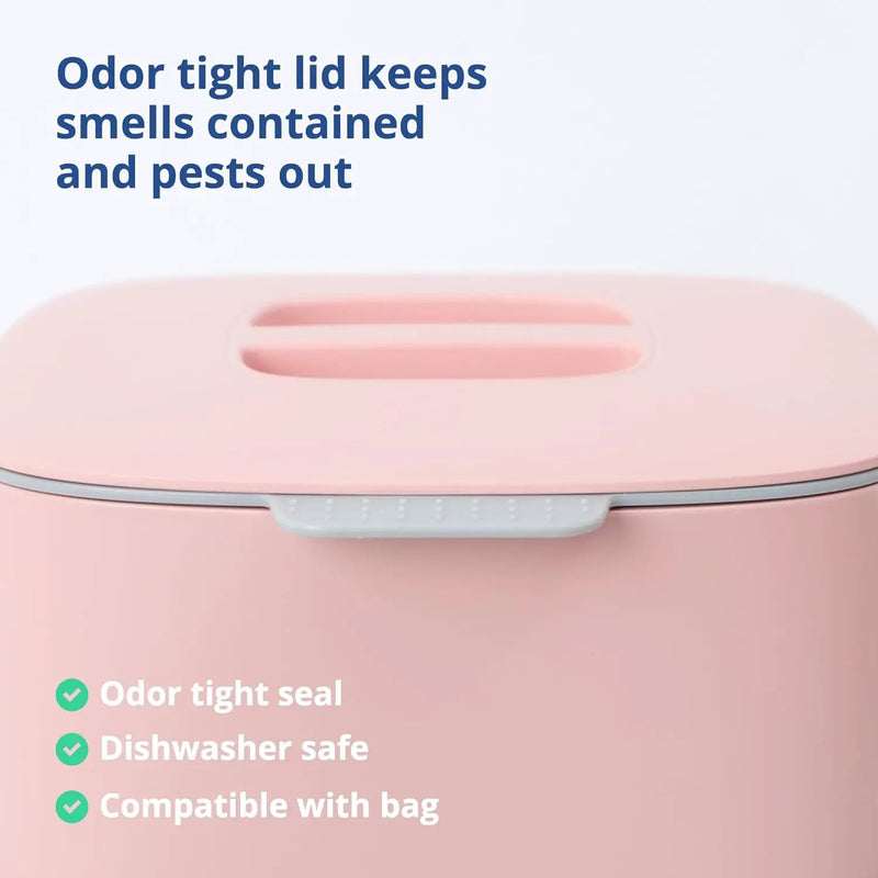Blue Ginkgo Kitchen Compost Bin [2.6L / 0.69 GAL] – Filter-Free, Odor-Tight Countertop Food Waste Pail with Handle (Made in Korea, Pink) by GreenHaven Gardens