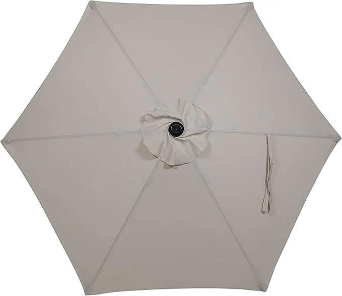 Sunnydaze Outdoor Patio Umbrella - Polyester Table Market Umbrella with Push-Button Tilt and Crank - 6 Sturdy Ribs - Beige - 7.5ft by GreenHaven Gardens