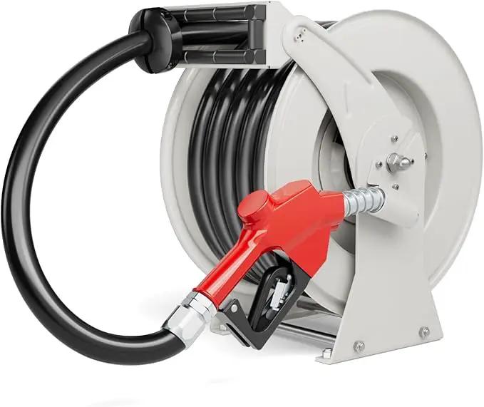 Fuel Hose Reel, 1" x 33' Diesel Fuel Reel with Refueling Nozzle, 300 PSI Heavy-duty Steel Construction Used for Aircraft Ship Vehicle Tanker Truck by GreenHaven Gardens