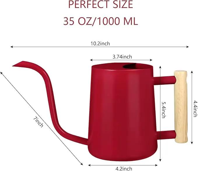 Watering Can Indoor Plants, 35oz Small Stainless Steel Metal Watering Can Modern Decorative Watering Pot with Long Spout for Indoor House Plant Bonsai Garden Flowers (Red) by GreenHaven Gardens