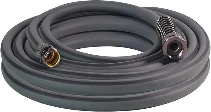 5/8’’ Heavy Duty Garden Hose 25 ft – Outdoor Hybird Water Hose with Solid Fitting - Flexible, Kinkless, Lightweight Garden Hose for Lawn Watering, Car Washing - Burst 500 Psi (Grey,25 ft) by GreenHaven Gardens