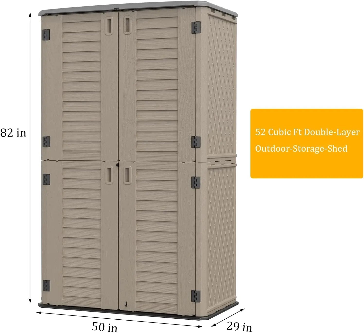 HOMSPARK Storage Shed Weather Resistance, Multi-Purpose Outdoor Storage Cabinet Waterproof, Outdoor Storage Cabinet for Garbage Cans, Lawnmower, Garden Accessories (Coffee, Tall shed-53 cu ft) by GreenHaven Gardens