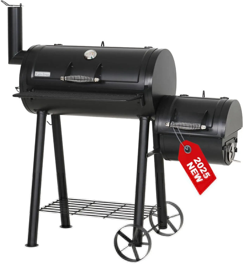 GREEN PARTY Offset Smoker Charcoal Grills with 28 Inch Cook Chamber, Barrel Smoker and Charcoal Grill Combo, 512 Sq. In. Space Barrel Smoker Grill for Outdoor BBQ Patio Backyard Cooking by GreenHaven Gardens