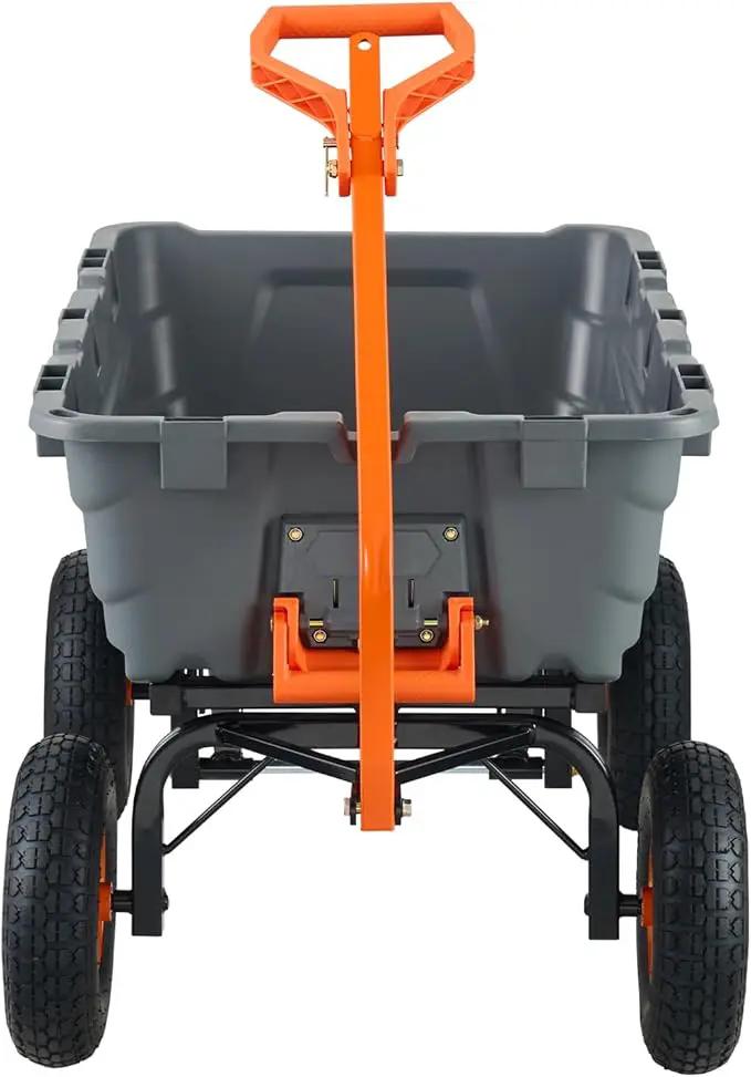VEVOR 1500lbs Poly Garden Dump Cart Wheelbarrow Wagon with 2 in 1 Convertible Handle, Heavy Duty Yard Cart Wagon for with 13in All Terrain Wheels, Dump Trailer Tow Behind for Lawn Mower Tractor by GreenHaven Gardens