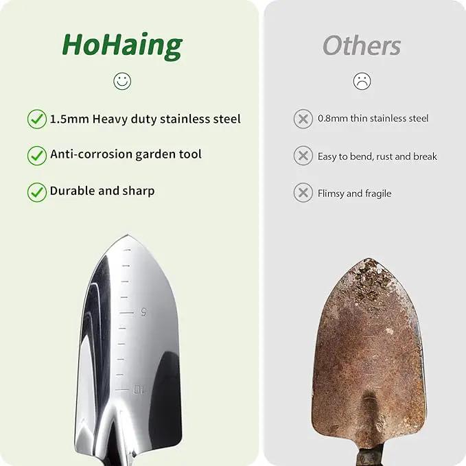 Garden Tool Set, 2 Pieces Stainless Steel Heavy Duty Garden Tools, Garden Kit with Ergonomic Wooden Handle, Durable Garden Tools for Gardening, Gardening Gifts for Women by GreenHaven Gardens