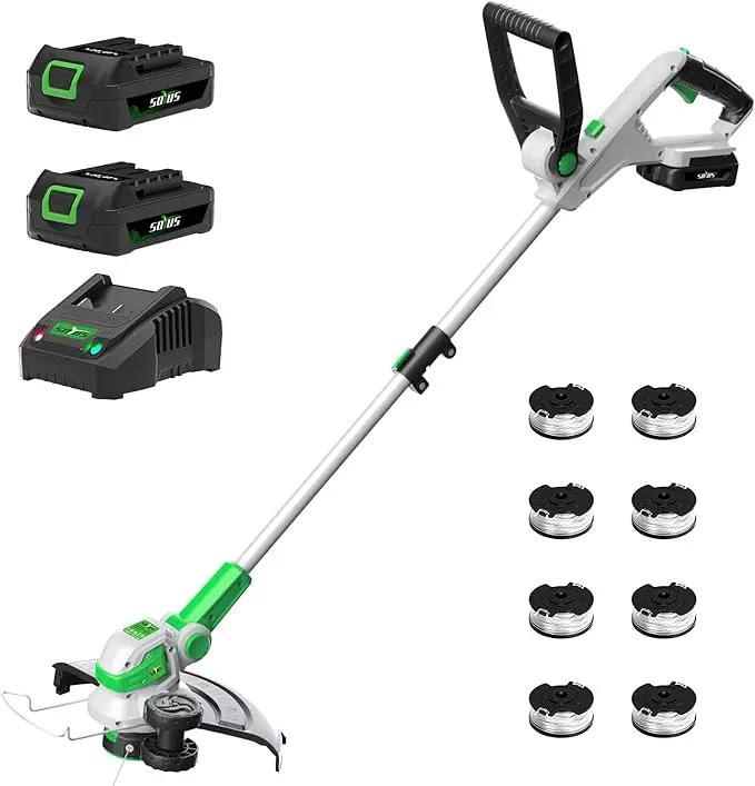 SOYUS Weed Wacker 12 Inch String Trimmer Cordless 20v Electric Weed Wacker, 2 Pcs 2.0Ah Battery Powered Weed Trimmer/Edger, Lightweight Grass Trimmer with 8 Pcs Replacement Spool Trimmer Lines by GreenHaven Gardens