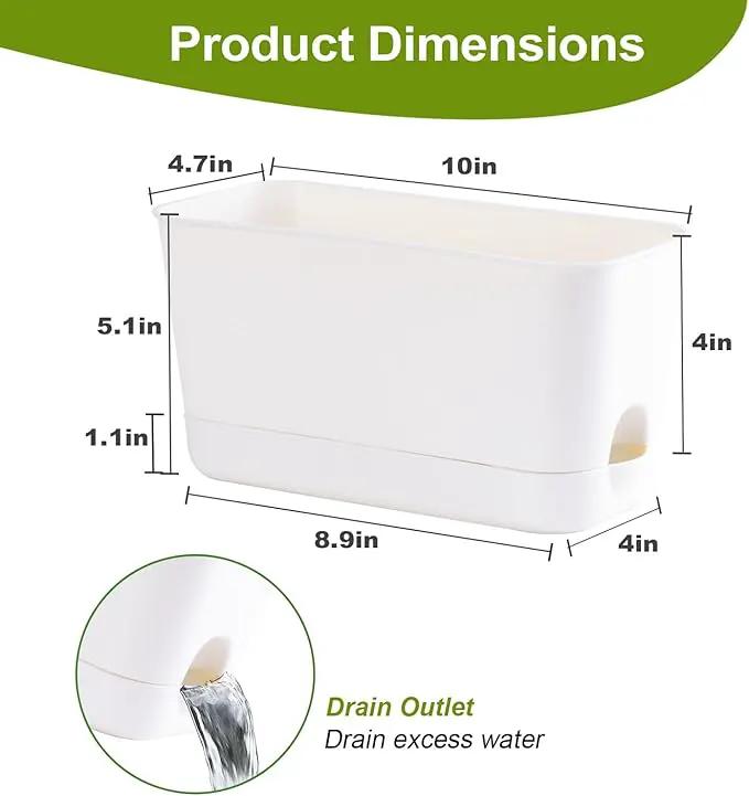 Herb Garden Planter Indoor Kit Self Watering Pots for Indoor/Outdoor Plants 2 Packs Windowsill Plant Pots with Drainage and Tray, Window Pot for Indoor Plants by GreenHaven Gardens
