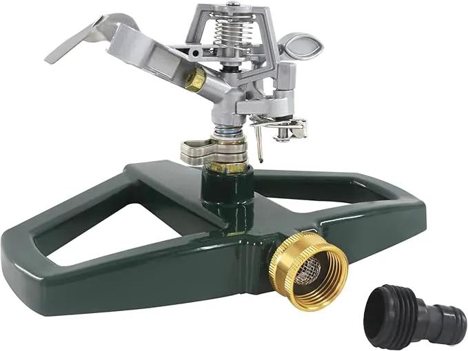 Impact Sprinklers for Yard with Metal Base, Heavy Duty Zinc Alloy Water Sprinkler for Lawn, Automatic 360° Roating for Large Lawn and Garden, Coverage up to 5,800 Sq.Ft, Silver by GreenHaven Gardens