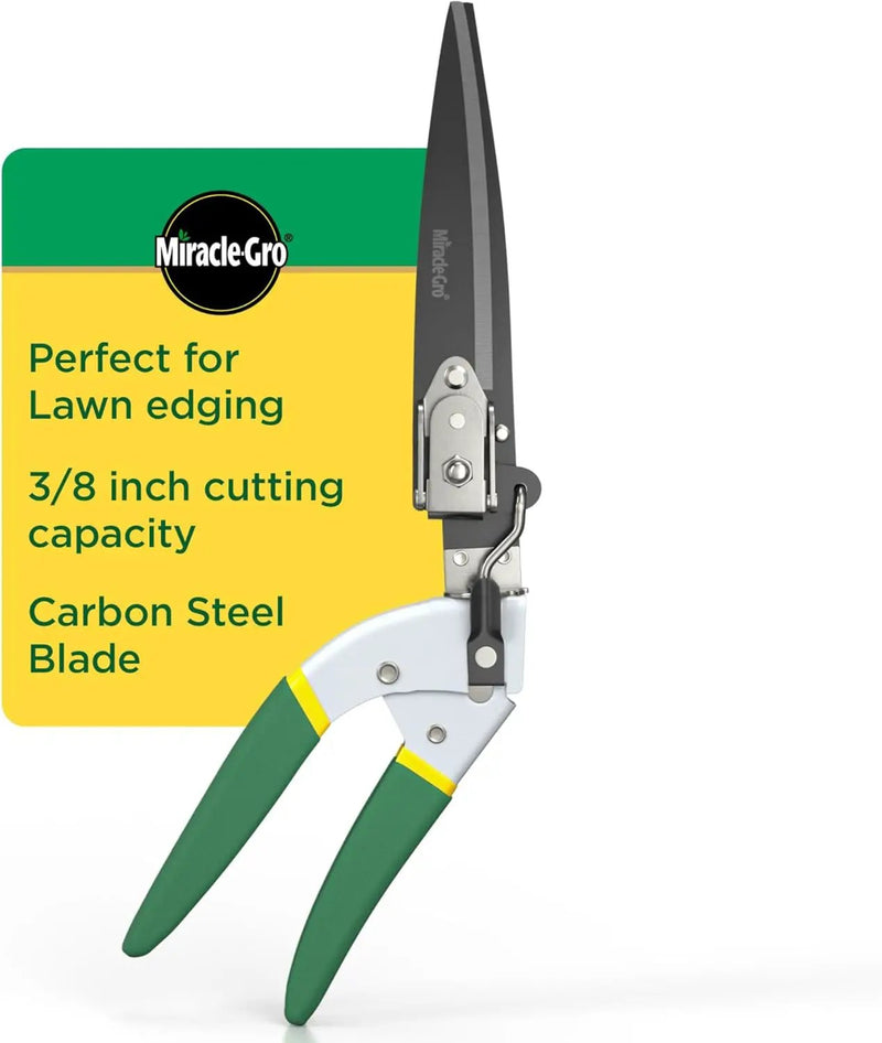 Miracle-Gro Grass Trimming Shears – Adjustable Rotating Handle with Sharp Non-Stick Carbon Steel Blades, Comfort Handles, and Safety Lock for Precise Garden and Lawn Edging by GreenHaven Gardens