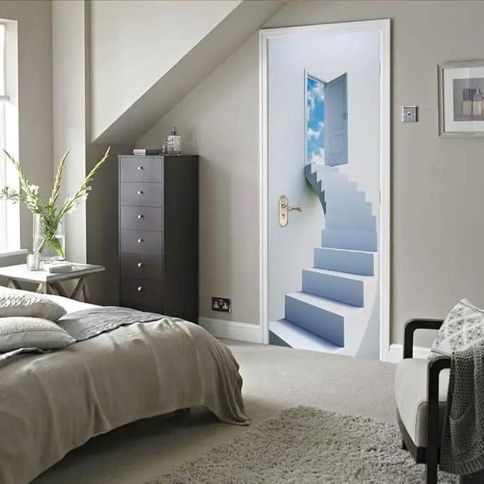 3D Door Stickers Murals - Peel & Stick - Stairs & Wall - Self-Adhesive Decals - Removable PVC Waterproof Door Poster - Bedroom & Living Room Decoration - 37.4" x 84.6" by GreenHaven Gardens