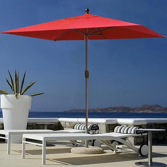 EliteShade USA 10-Year-Non-Fading 6.5x10Ft Rectangular Market Umbrella Patio Umbrella Outdoor Table Umbrella with Ventilation, Logo Red by GreenHaven Gardens