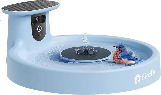 Birdfy Smart Bird Bath with Camera Solar Powered & Fountain, Dual-Lens Camera for Wildbird Watching, Auto Capture Bird Videos & Motion Detection - AI Lifetime Version by GreenHaven Gardens
