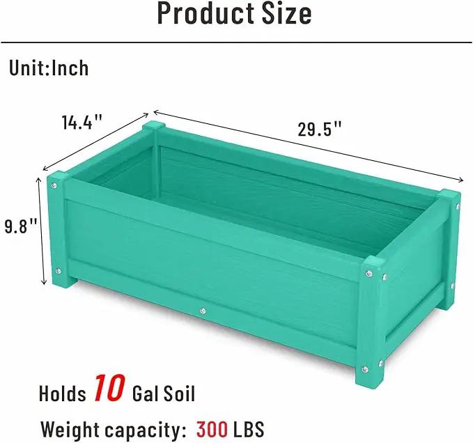 HDPE Raised Planter Box Outdoor,Rot-Resistant and Non-Cracking,Raised Beds for Gardening 29.5 * 14.4 * 9.8 in for Yard,Lawn,Outdoor Planter Boxes Rectangle with Drainage Holes Aruba Blue by GreenHaven Gardens