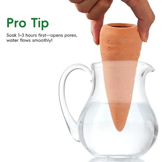 Terracotta Watering Spikes 4 Pcs – Eco Self‑Watering Stakes for Wine Bottles, Slow‑Release Watering System for House & Garden by GreenHaven Gardens