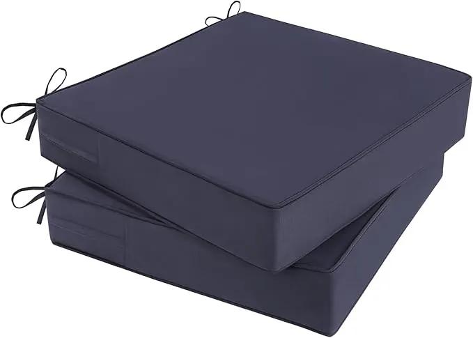 Outdoor Chair Cushions Set of 2 for Patio Furniture 18.5x16x3 Inch Waterproof Patio Chair Cushion 3 Year Color Fastness Rectangle Elastic Foam Garden Couch Pads with Ties and Handle,Grey by GreenHaven Gardens