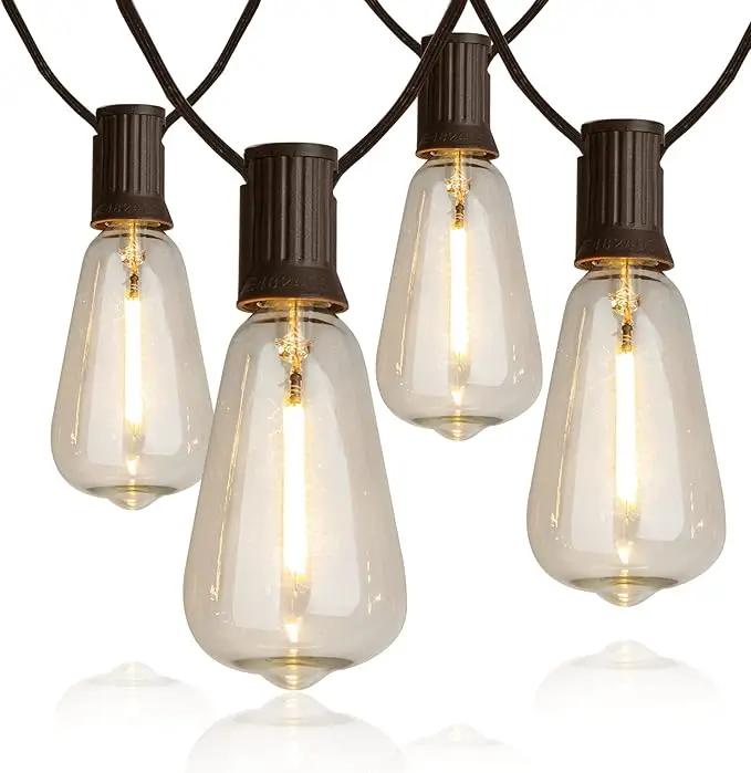 Vanthylit Outdoor String Lights, 15 FT Patio String Lights with LED Filament Bulb Waterproof Lights Retro Vintage Edison Bulbs for Backyard Patio Bistro Party Garden Connectable by GreenHaven Gardens