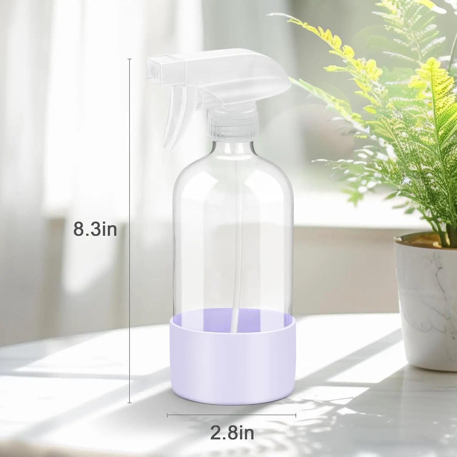 2 Pack Glass Spray Bottles with Silicone Sleeve, 16 oz Empty Refillable Containers with Adjustable Spray Nozzles, Spray Bottles for Hair, Cleaning Solutions and Plants Purple by GreenHaven Gardens