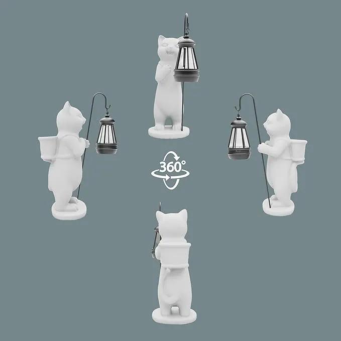 Solar Powered Garden Resin Statue Lights, 10 Inch Waterproof Outdoor Animal Cute Cat Figurine Lights, Suitable for Patios, Balconies, Lawns, Courtyards, Etc (Basket) by GreenHaven Gardens