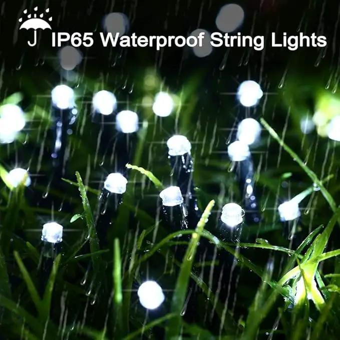 Solar Christmas Lights Outdoor, 33ft 100 LED Solar Fairy String Lights 8 Modes Waterproof Xmas Lights for Garden, Patio, Home, Party, Wedding, Holiday, Tree, Bush, Wreath, Outdoor Decor (White) by GreenHaven Gardens