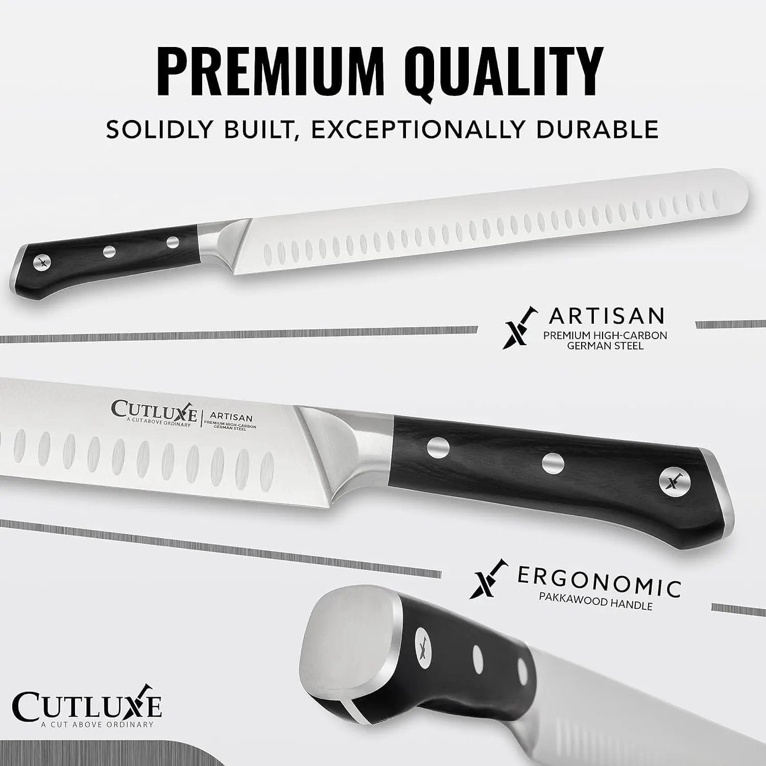Cutluxe BBQ Carving Knife Set – Brisket Slicing and Boning Knife for Meat Cutting – Professional Knife with Razor Sharp German Steel, Full Tang, Ergonomic Handles – Artisan Series by GreenHaven Gardens