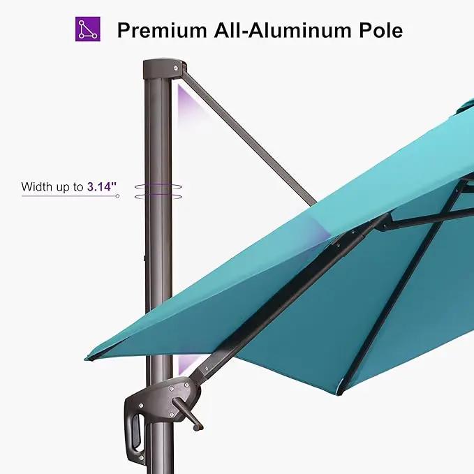 PURPLE LEAF 8 Feet Cantilever Patio Umbrella Square Umbrella with 360° Rotation and Aluminum Offset Hanging Outdoor Umbrella for Pool Garden Backyard Deck, Turquoise by GreenHaven Gardens