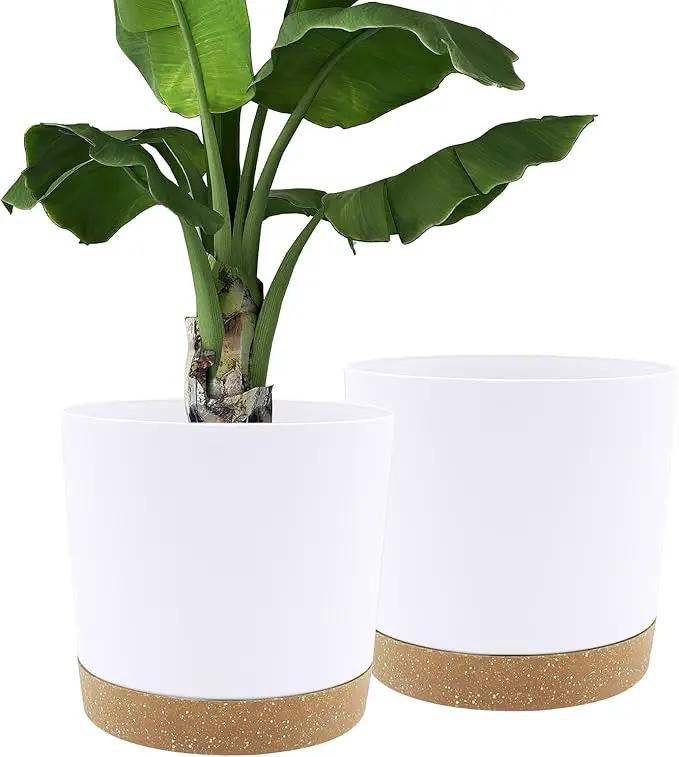 QCQHDU 12 inch Plant Pot, 2 Pack Planters for Indoor Plants with Drainage Holes & Saucer, Outdoor Flower Pots Home Garden Modern Decor by GreenHaven Gardens
