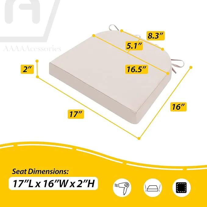 AAAAAcessories Outdoor Seat Cushions for Chairs, Waterproof, Fade-Resistant Patio Furniture Replacement Cushions, 17" x 16" x 2", Set of 2, Khaki Beige by GreenHaven Gardens
