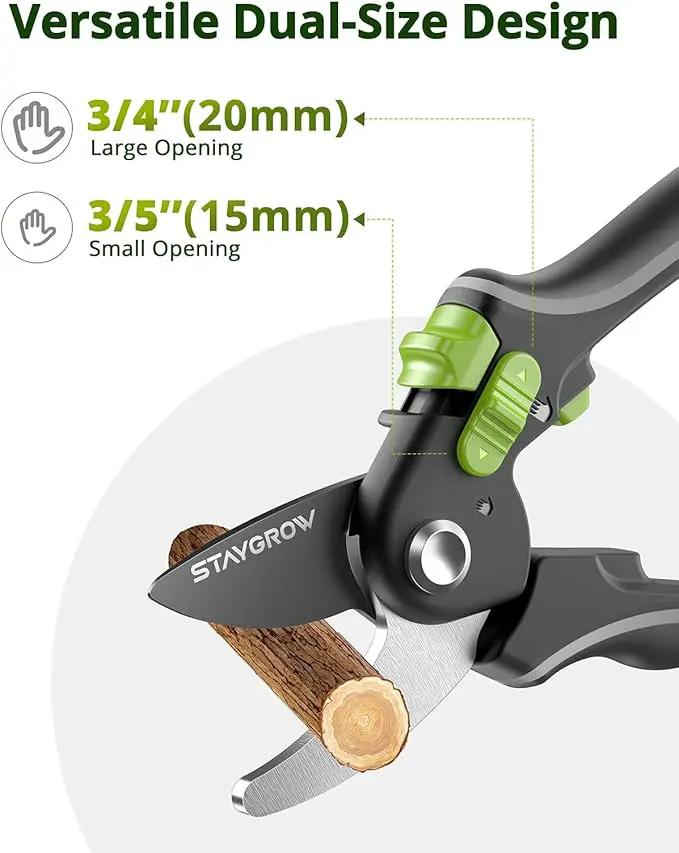 Pruning Shears for Gardening - 8.5" SK5 Garden Shears Cuts 10000+ Times Staying Sharp - Garden Scissors with One-handed Unlocking & Adjustable Handle- Garden Clippers Gardening Tools for Men Women by GreenHaven Gardens