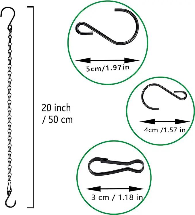 RIFNY Hanging Chain with Hooks, 10 Pieces 20 Inch Black Chain for Hanging Bird Feeders Planters Baskets Billboards Lanterns Wind Chimes Ornaments Outdoor/Indoor Use（20 inch 10pcs by GreenHaven Gardens