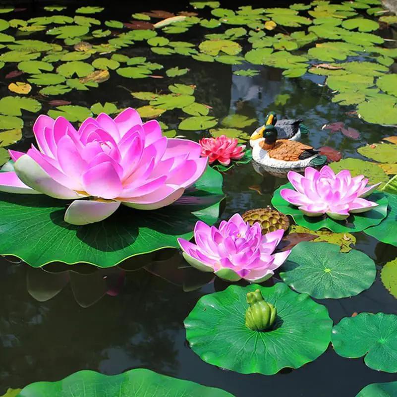 GANAZONO Simulated Lotus Leaf Lily Pads for Ponds Floating Water Lily Pads biryani Masala Plastic Pond Aquarium Lifelike Leaves Lotus Leaves Fake Blue eva Artificial Leaf Branch by GreenHaven Gardens