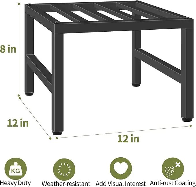 Plant Stand Indoor Outdoor, Heavy Duty Wrought Iron Pedestal Stands Metal Plant Stand for Indoor Outdoor, Sturdy Low Flower Stand Display Planter Shelf, 3pcs, Black by GreenHaven Gardens
