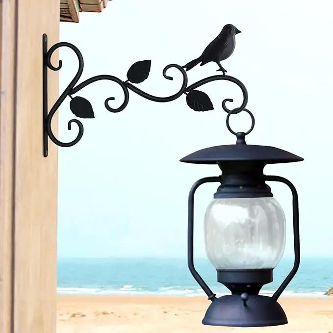 Hanging Plants Bracket 12" Bird Planter Outdoor Hooks Hangers for Flower Baskets Pot Bird Feeder Wind Chimes Lanterns Patio Garden Outdoor Indoor Metal Black, 4 Packs by GreenHaven Gardens