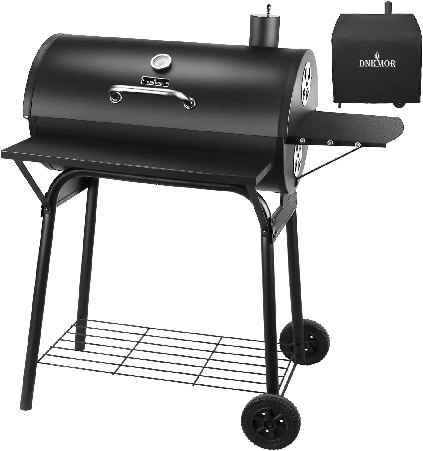 Charcoal Grills Outdoor BBQ Grill 30INCH Barrel Charcoal Grill with Side Table, 627 Square Inches, Outdoor Backyard Camping Picnics, Patio and Parties, Black by DNKMOR by GreenHaven Gardens