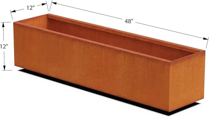 Corten Steel Planter Rectangle Outdoor Metal Garden Box Heavy Duty | Made in USA | Fully Assembled by GreenHaven Gardens