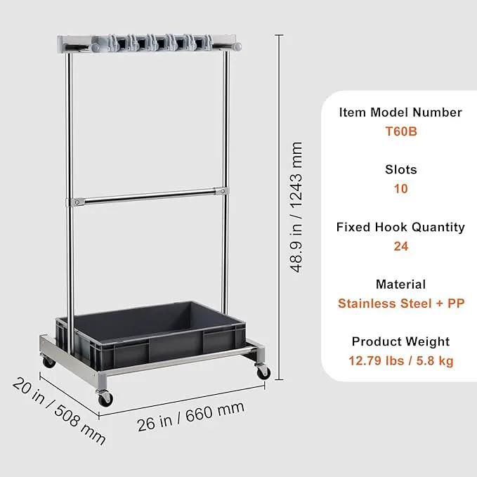 VEVOR Garden Tool Organizer, 10 Slots with Hooks, Yard Tool Tower Rack with Wheels for Garage Organization and Storage, Hold Long-Handled Tool/Rake/Broom, Metal Tool Stand Holder for Shed, Outdoor by GreenHaven Gardens