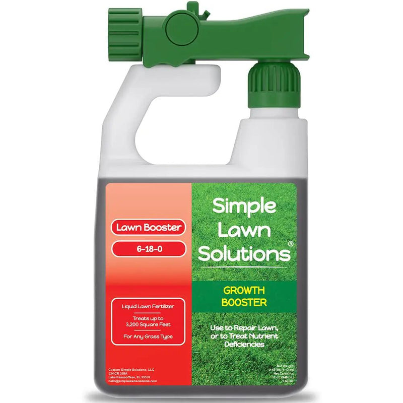 Extreme Grass Growth Lawn Booster- Liquid Spray Concentrated Starter Fertilizer with Humic Acid- Any Grass Type- Simple Lawn Solutions (32 oz. w/Sprayer) by GreenHaven Gardens