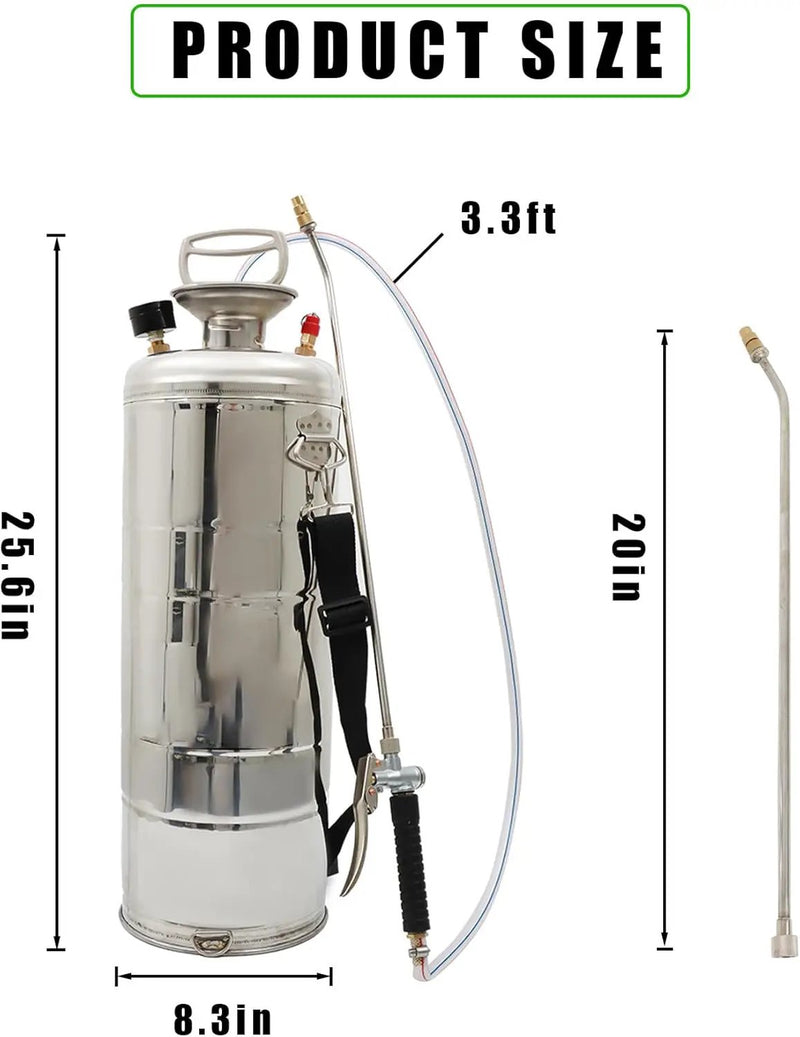 3 Gallon Stainless Steel Sprayer Hand Pump Sprayer with Pressure Gauge Safety Valve Adjustable Nozzle for Gardening Lawn and Cleaning by GreenHaven Gardens