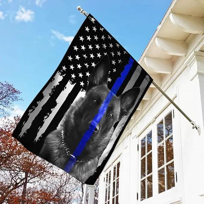 Flags-Belgian Malinois. Police Dog. K9 Flag THB2142F, Garden Flag (11.5" x 17.5")-USA House Garden Flags Premium Polyester-Decorative Outdoor Flags by GreenHaven Gardens