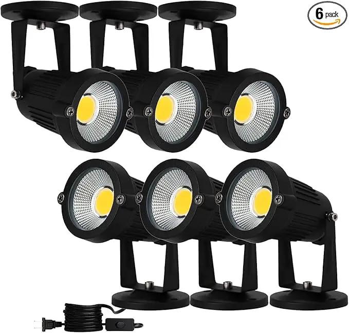 110V Landscape Spotlight,LED Landscape Lighting Outdoor for Flag Pole Light,IP65 Landscape Lights 3000k Garden Light 6FT Cord with US 3 Prong (Base,Stake Included) (5, Watts) by GreenHaven Gardens