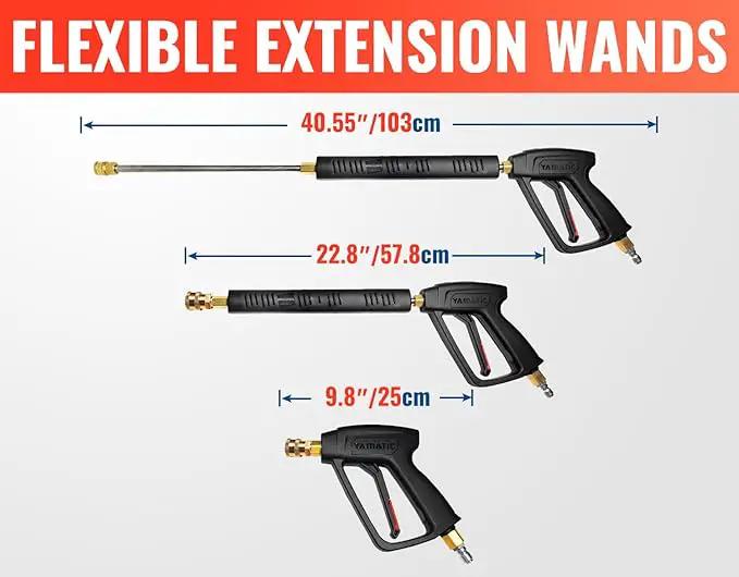 YAMATIC Pressure Washer Gun Wand with Swivel 3/8" Plug & M22 Coupler, Stainless Steel Extension Lance Replacement for Ryobi, Simpson, Craftsman Power Washer for Foam Cannon Car Wash, 4000 PSI by GreenHaven Gardens
