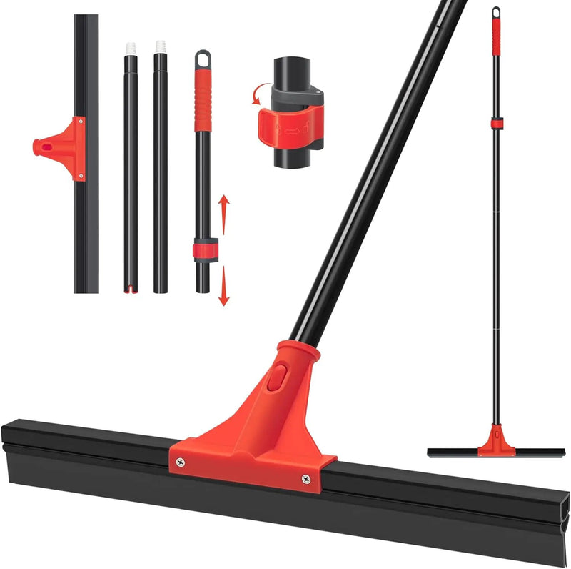 Floor Squeegee with 18'' Silicone Rubber Scraper Head and 58'' Long Adjustable Handle, Heavy Duty Shower Squeegees for Concrete Floor, on Multi-Surface Tile Glass Pool Garage Cleaning by GreenHaven Gardens