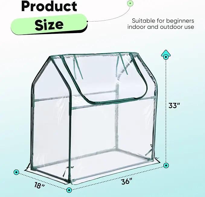 Quictent Portable Mini Cloche Greenhouse w/ Elevated Bottom, Reinforced High Light Transmission Waterproof UV-Resistant Hot House for Indoor Outdoor, 36" x 18" x 33", Clear by GreenHaven Gardens