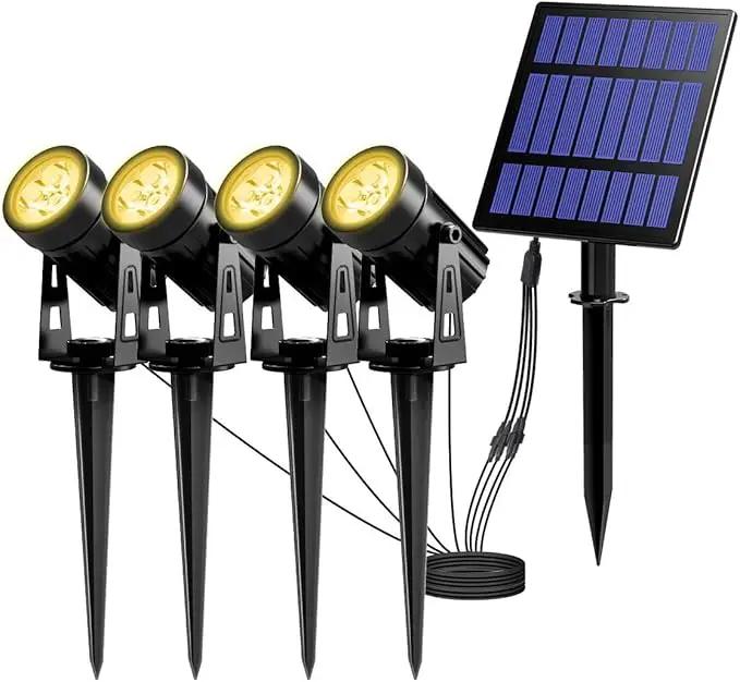 T-SUN Solar Spotlights, 4-in-1 Solar Landscape Spot Lights Outdoor Waterproof Auto ON/Off 5W Separate Solar Panel LED Lights, Solar Lights for Garden, Yard, Driveway, Pool Area(Warm White-3000K) by GreenHaven Gardens