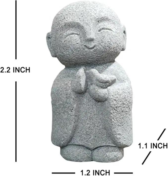 OwMell Japanese Jizo Monk Statue Praying, Buddha Jizo Statue Figurine Memorial Statue Aquarium Decoration for Garden Outdoor Ornament 2.6" - Holding Bird by GreenHaven Gardens