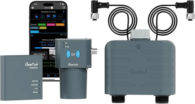 LinkTap T1 Smart 2-Zone Water Timer & Gateway, Built-in Flow Meters, Real-Time Fault Detection & Notification, Weather Adaptive, Better Range Than WiFi Hose Timer, IP66, Alexa, 2-Year Warranty by GreenHaven Gardens