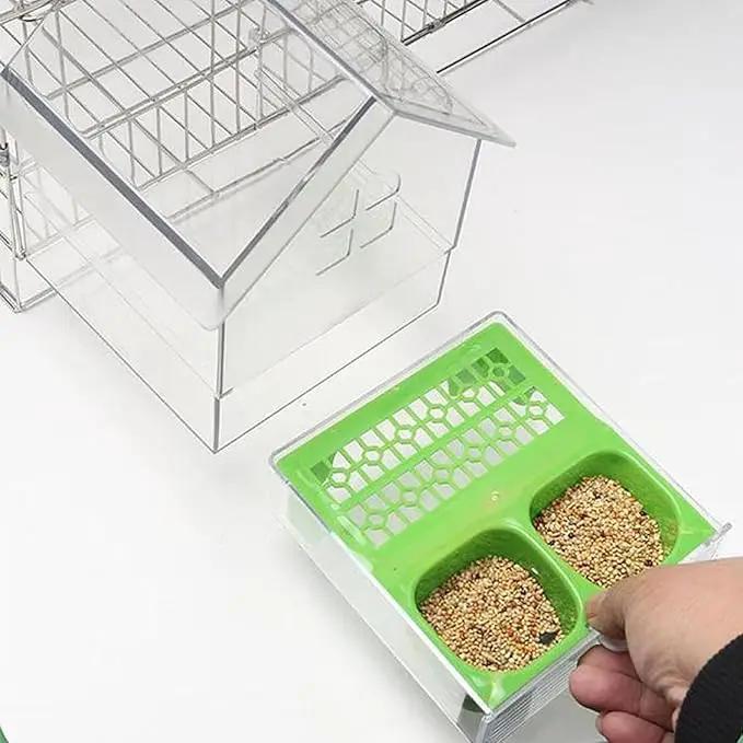 2026 New Pull-Out External Parrot Feeder, Bird Bath for Cage, 7*6*5.5in Bird Feeder House, Transparent Parakeet Cage Accessories, Easy To Fill, Clean, Long-Lasting, for Finch and Hummingbird (MIX) by GreenHaven Gardens