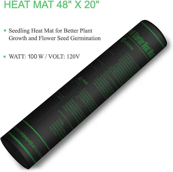 iPower GLHTMTL-A 48" x 20" Waterproof Durable Seedling Heat Mat Warm Hydroponic Plant for Indoor Gardening Germination Starting, Black by GreenHaven Gardens